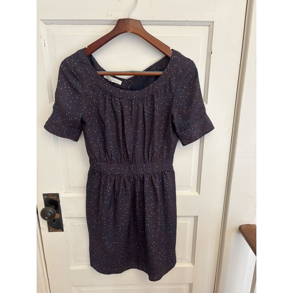 BCBGeneration Women's Navy Patterned Cut Out Dress Short Sleeve Size 2